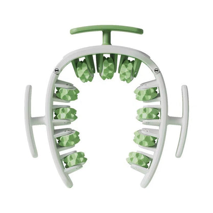 Green and White Removable Adjustable Wrap-Around Muscle Roller - 11-Wheel Deep Tissue Massager for Legs, Arms V888-ELOSUNG36402