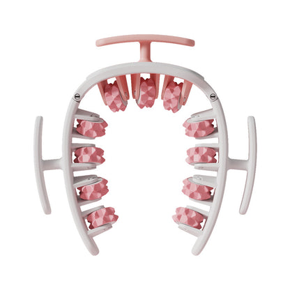 Pink and White Removable Adjustable Wrap-Around Muscle Roller - 11-Wheel Deep Tissue Massager for Legs, Arms V888-ELOSUNG36403
