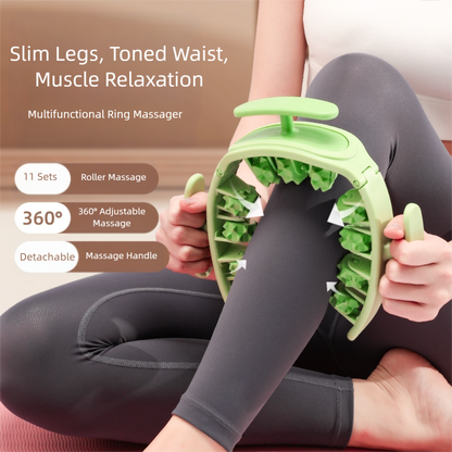 Pink and White Removable Adjustable Wrap-Around Muscle Roller - 11-Wheel Deep Tissue Massager for Legs, Arms V888-ELOSUNG36403