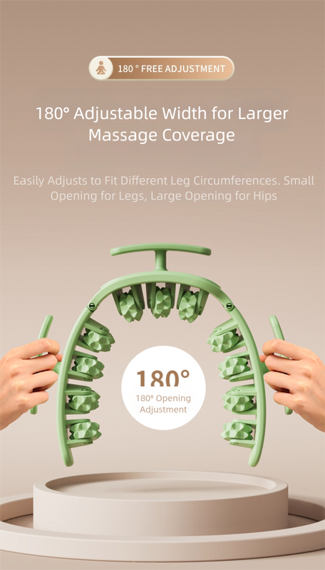 Pink and White Removable Adjustable Wrap-Around Muscle Roller - 11-Wheel Deep Tissue Massager for Legs, Arms V888-ELOSUNG36403