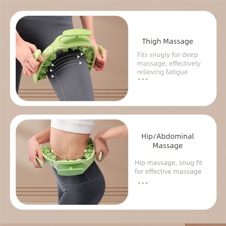 Pink and White Removable Adjustable Wrap-Around Muscle Roller - 11-Wheel Deep Tissue Massager for Legs, Arms V888-ELOSUNG36403