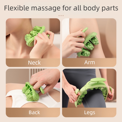 Pink and White Removable Adjustable Wrap-Around Muscle Roller - 11-Wheel Deep Tissue Massager for Legs, Arms V888-ELOSUNG36403