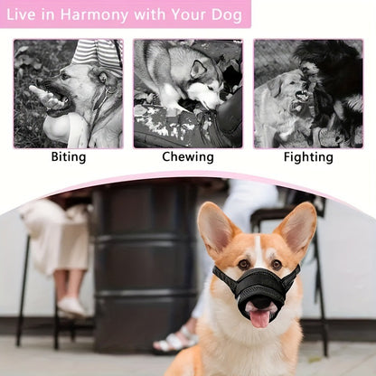 3 Pcs Size S Black Breathable Mesh Dog Muzzle - Soft & Comfortable Guard to Prevent Biting, Allows Panting V888-ELOSUNG36404