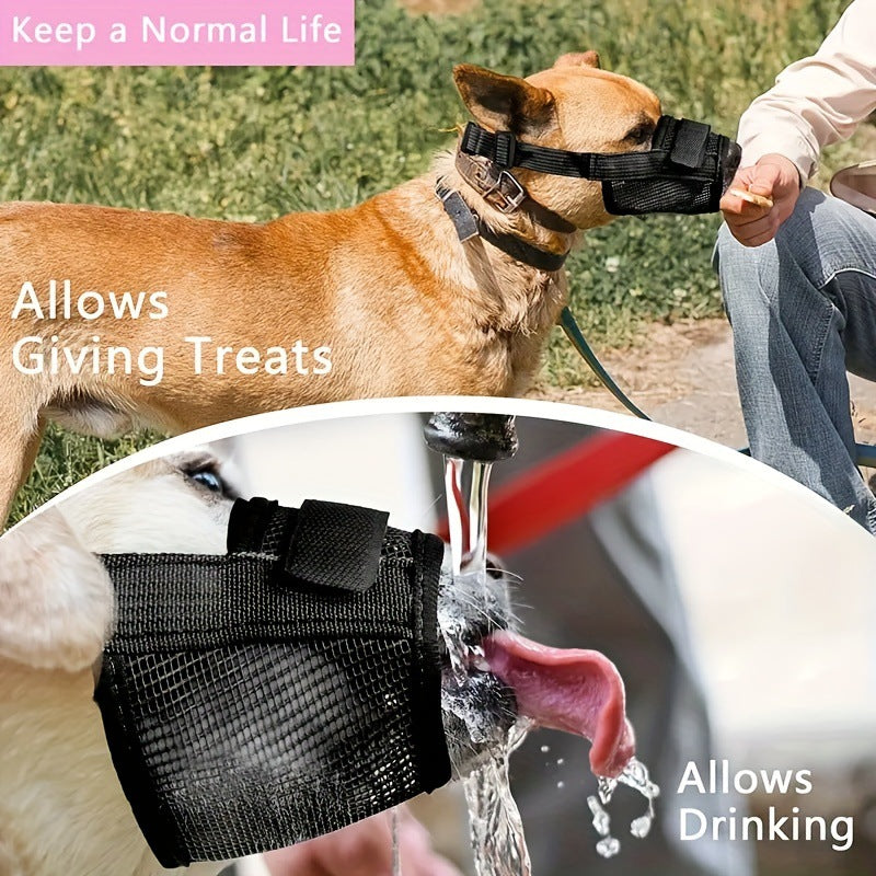 3 Pcs Size M Black Breathable Mesh Dog Muzzle - Soft & Comfortable Guard to Prevent Biting, Allows Panting V888-ELOSUNG36405