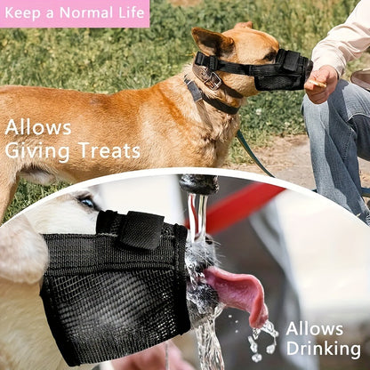 3 Pcs Size M Black Breathable Mesh Dog Muzzle - Soft & Comfortable Guard to Prevent Biting, Allows Panting V888-ELOSUNG36405