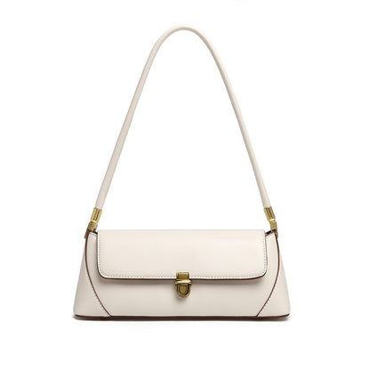 Beige Elegant Vintage Baguette Shoulder Bag - Chic PU Leather Underarm Purse with Gold Clasp V888-ELOSUNG36410