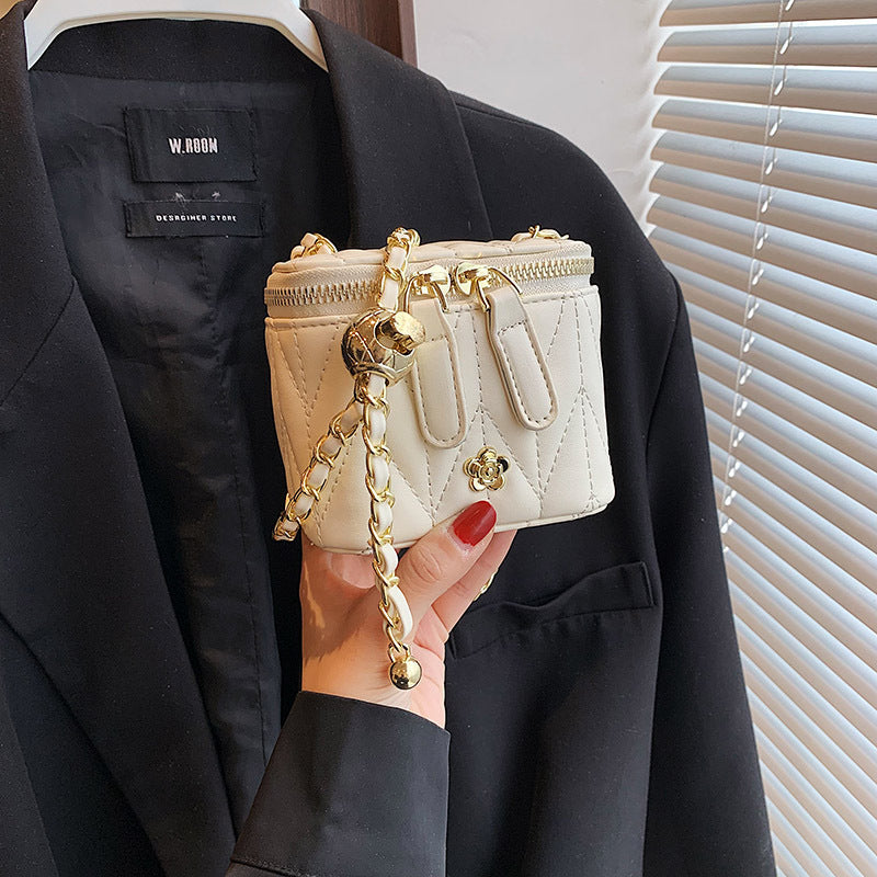 Beige Chic Quilted Mini Box Crossbody Bag - Luxury Style Chain Purse for Women V888-ELOSUNG36413