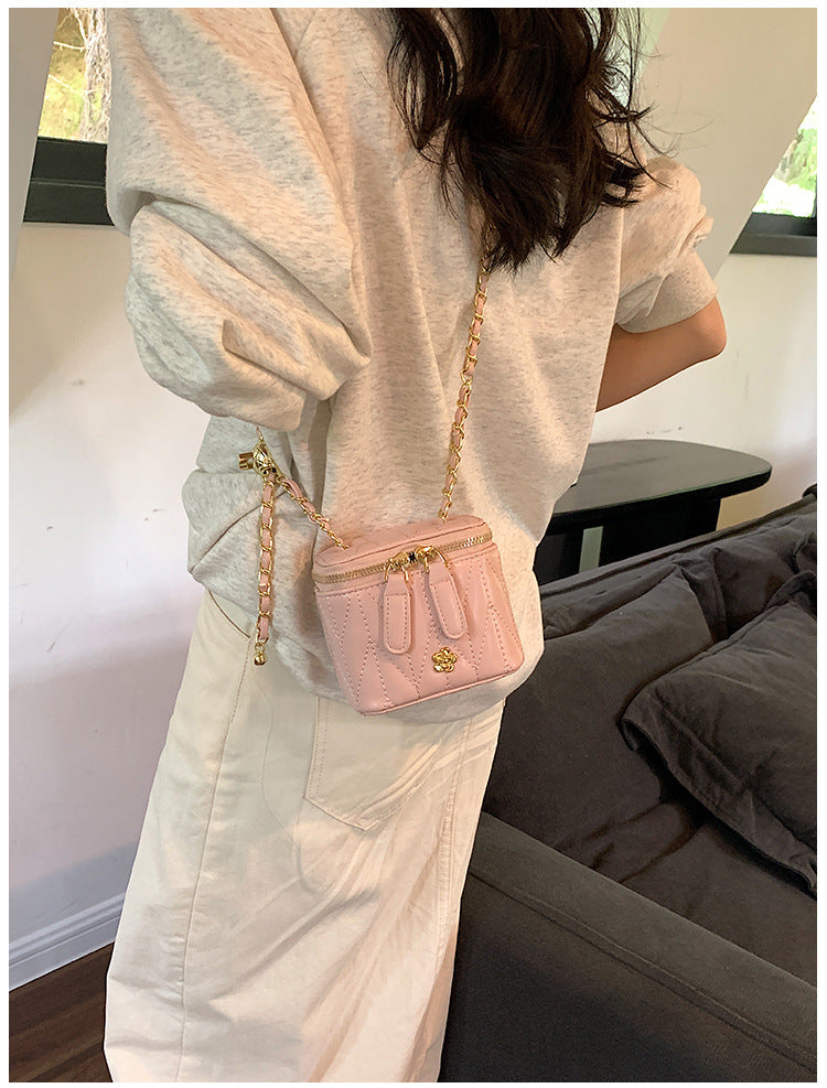 Pink Chic Quilted Mini Box Crossbody Bag - Luxury Style Chain Purse for Women V888-ELOSUNG36414