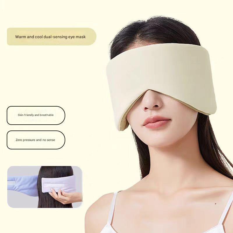 Beige Reversible All-Season Sleep Mask - Cooling & Warming with Sound Muffling Ear Covers Function V888-ELOSUNG36420
