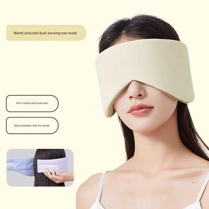 Beige Reversible All-Season Sleep Mask - Cooling & Warming with Sound Muffling Ear Covers Function V888-ELOSUNG36420