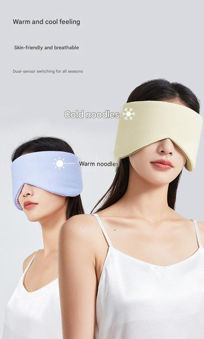 Beige Reversible All-Season Sleep Mask - Cooling & Warming with Sound Muffling Ear Covers Function V888-ELOSUNG36420