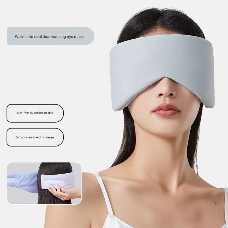 Grey Reversible All-Season Sleep Mask - Cooling & Warming with Sound Muffling Ear Covers Function V888-ELOSUNG36421