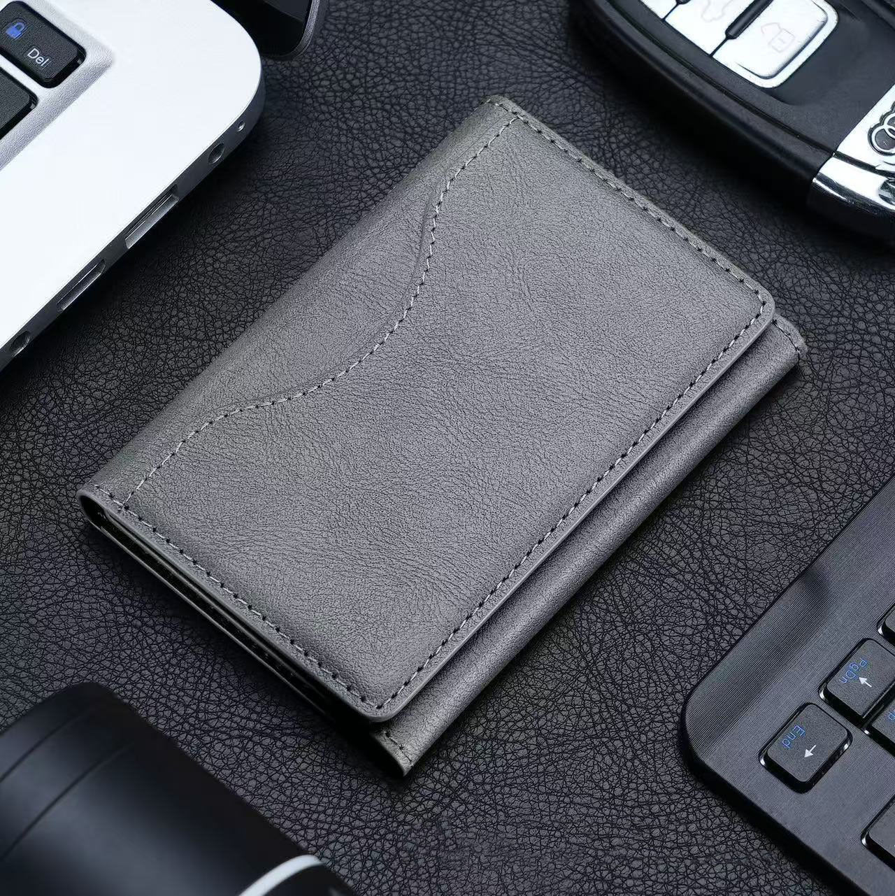 Grey 3-in-1 Magnetic Wallet for MagSafe - Slim PU Leather Card Holder with Kickstand V888-ELOSUNG36426