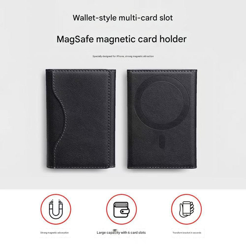 Grey 3-in-1 Magnetic Wallet for MagSafe - Slim PU Leather Card Holder with Kickstand V888-ELOSUNG36426
