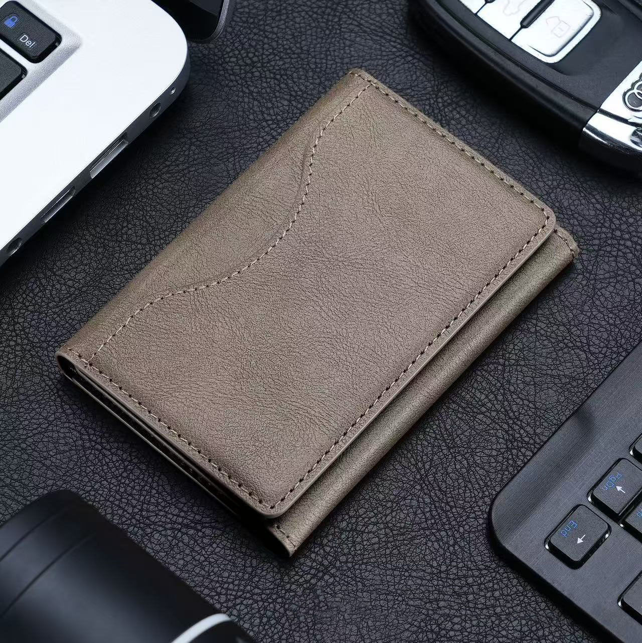 Khaki 3-in-1 Magnetic Wallet for MagSafe - Slim PU Leather Card Holder with Kickstand V888-ELOSUNG36427