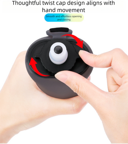 Black Collapsible Handheld Running Flask - 350ml Lightweight Silicone Water Bottle with Bite Valve V888-ELOSUNG36433