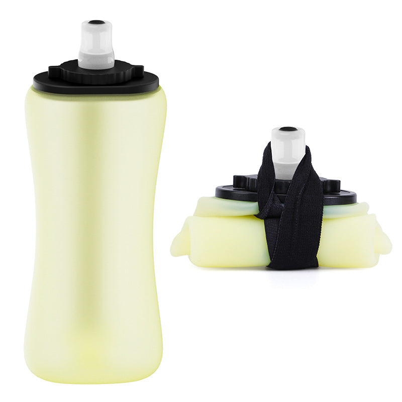 Yellow Collapsible Handheld Running Flask - 350ml Lightweight Silicone Water Bottle with Bite Valve V888-ELOSUNG36434