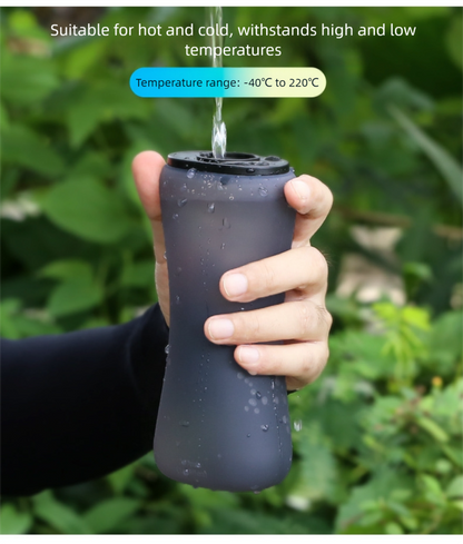 Yellow Collapsible Handheld Running Flask - 350ml Lightweight Silicone Water Bottle with Bite Valve V888-ELOSUNG36434