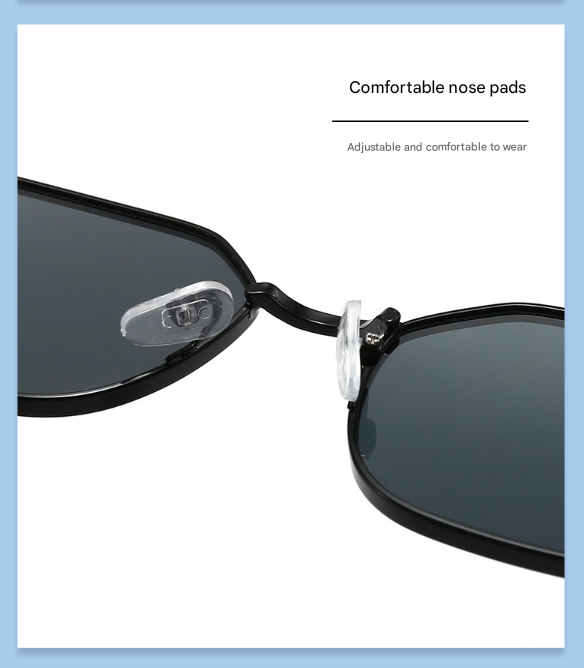 Black Frame and Black Grey Lenses Modern Retro Geometric Sunglasses - Chic Metal Frame with UV400 Lenses and V888-ELOSUNG36435