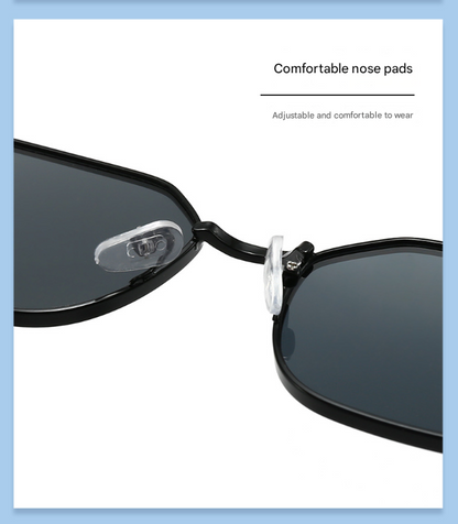Gold Frame and Black Grey Lenses Modern Retro Geometric Sunglasses - Chic Metal Frame with UV400 Lenses and V888-ELOSUNG36436