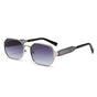 Silver Frame and Grey Lenses Modern Retro Geometric Sunglasses - Chic Metal Frame with UV400 Lenses and Black V888-ELOSUNG36437