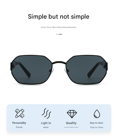 Silver Frame and Grey Lenses Modern Retro Geometric Sunglasses - Chic Metal Frame with UV400 Lenses and Black V888-ELOSUNG36437