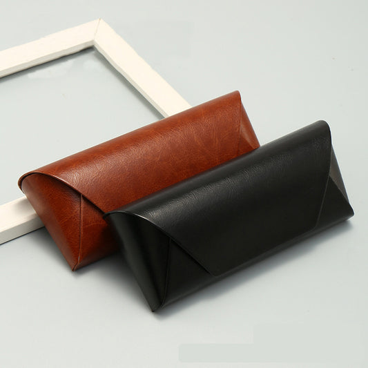 2 Pcs ( 1 Brown + 1 Black ) Vintage Style PU Leather Eyewear Case - Protective Hard Shell with Soft Lining V888-ELOSUNG36443