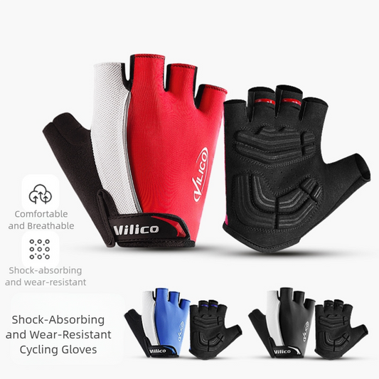 Size XL Black Padded Half-Finger Cycling Gloves - Breathable Shock-Absorbing Workout Gloves for Gym & Fitness V888-ELOSUNG36459