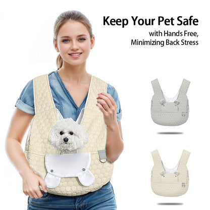 Light Khaki Quilted Hands-Free Pet Carrier Sling - Comfortable Front Pack for Small Dogs & Cats V888-ELOSUNG36464