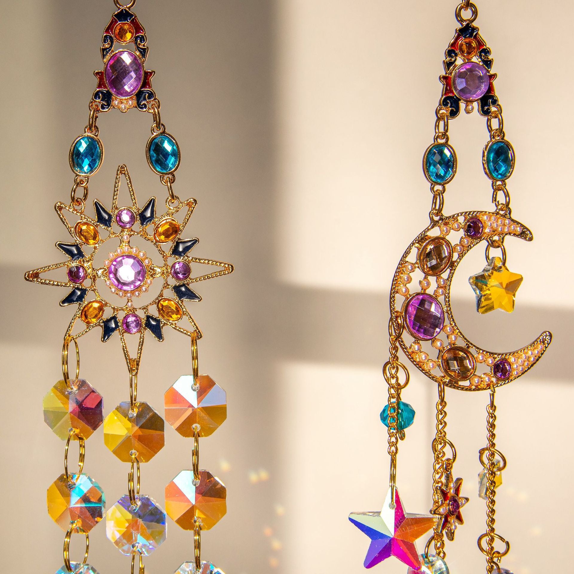 Colorful Dazzling Celestial Crystal Suncatcher - Star Shape Rainbow Maker Window Hanging Ornament V888-ELOSUNG36466