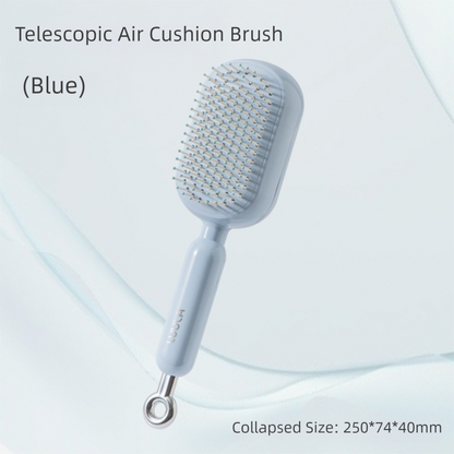 Blue Innovative Self-Cleaning Cushion Hairbrush - Retractable Bristle Detangling & Scalp Massager V888-ELOSUNG36478