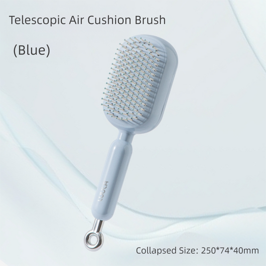 Blue Innovative Self-Cleaning Cushion Hairbrush - Retractable Bristle Detangling & Scalp Massager V888-ELOSUNG36478