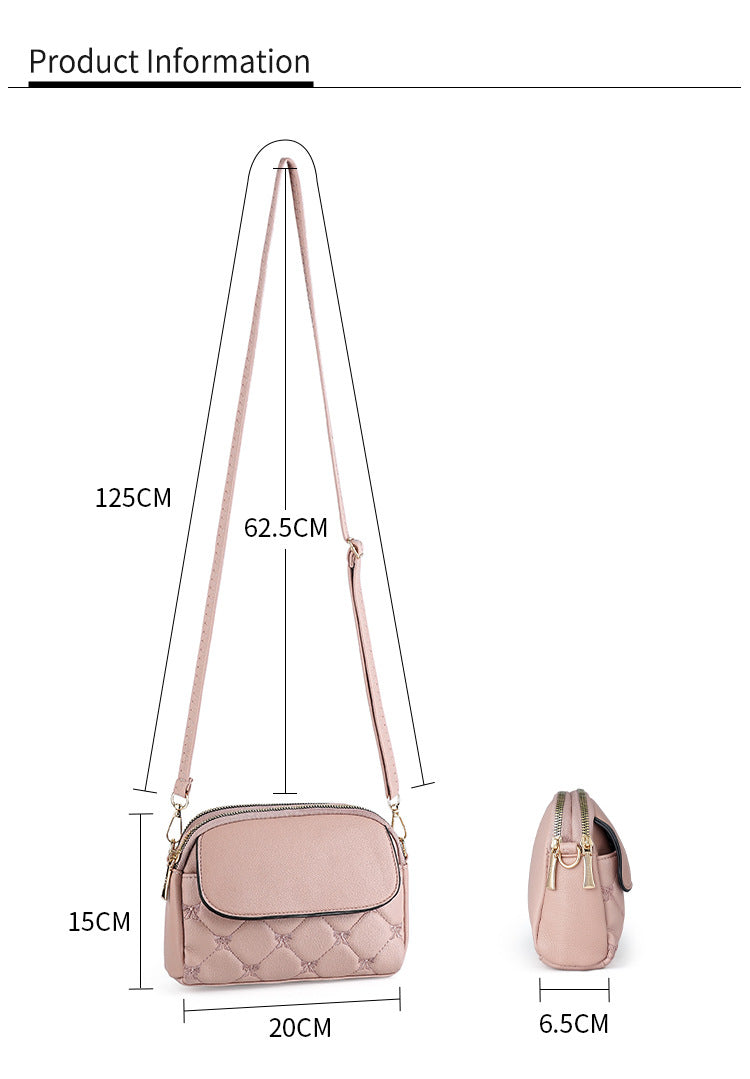 Black Chic Quilted Crossbody Bag - Multi-Compartment PU Leather Shoulder Purse V888-ELOSUNG36482