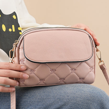 Pink Chic Quilted Crossbody Bag - Multi-Compartment PU Leather Shoulder Purse V888-ELOSUNG36483