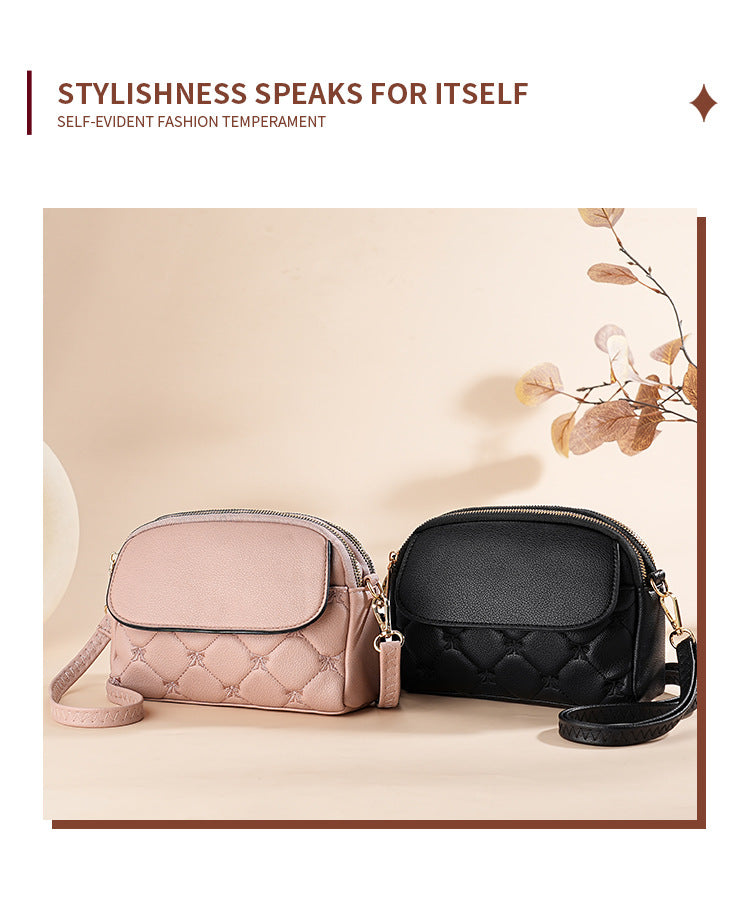 Pink Chic Quilted Crossbody Bag - Multi-Compartment PU Leather Shoulder Purse V888-ELOSUNG36483