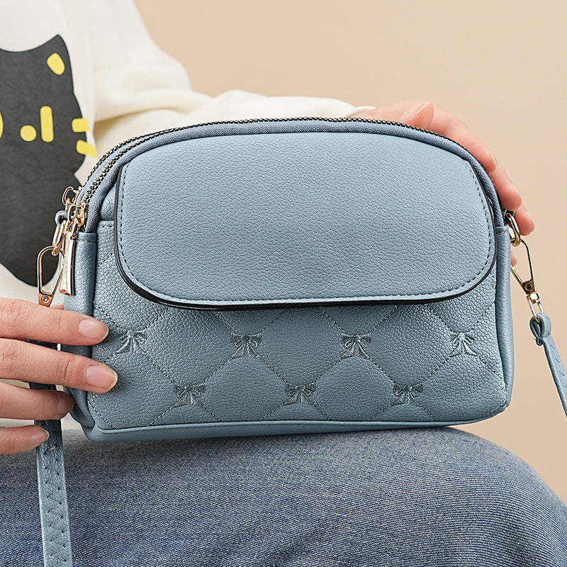 Blue Chic Quilted Crossbody Bag - Multi-Compartment PU Leather Shoulder Purse V888-ELOSUNG36484