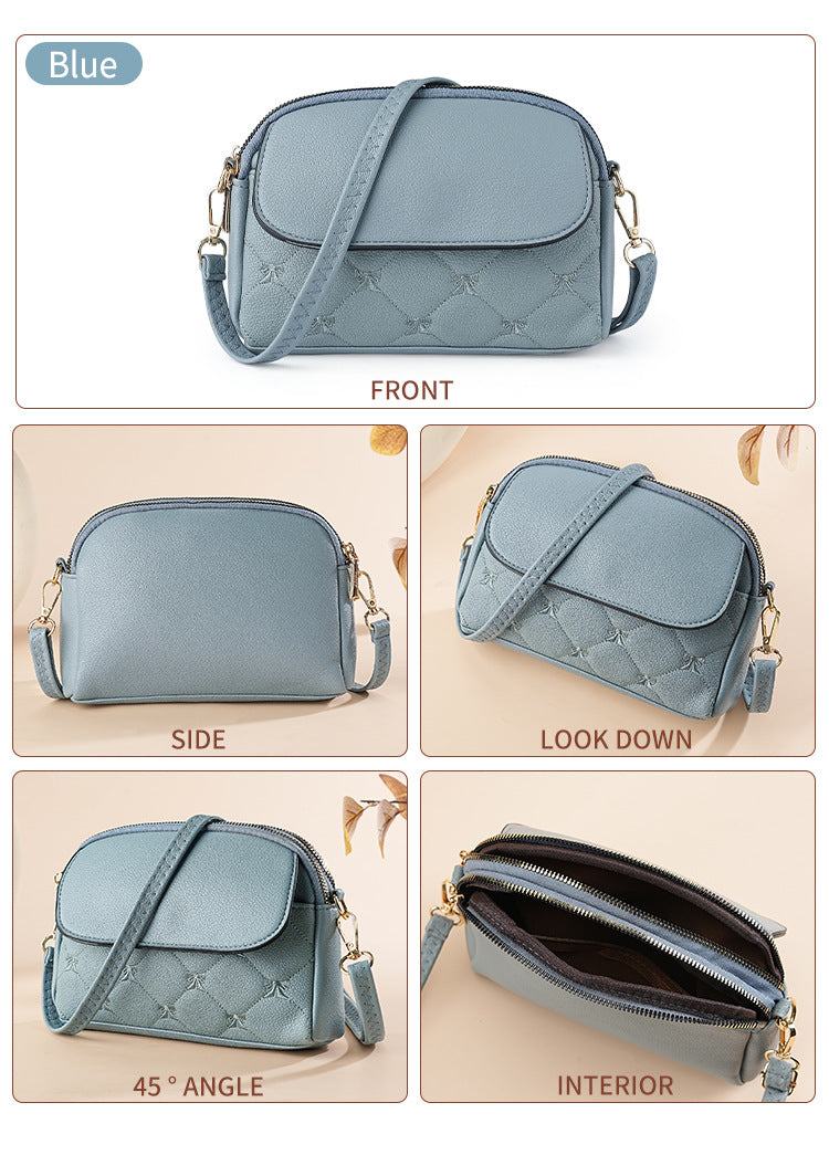 Blue Chic Quilted Crossbody Bag - Multi-Compartment PU Leather Shoulder Purse V888-ELOSUNG36484