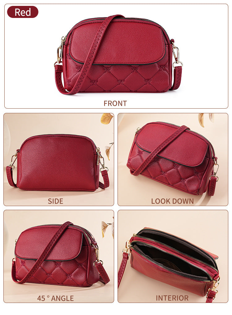 Red Chic Quilted Crossbody Bag - Multi-Compartment PU Leather Shoulder Purse V888-ELOSUNG36485