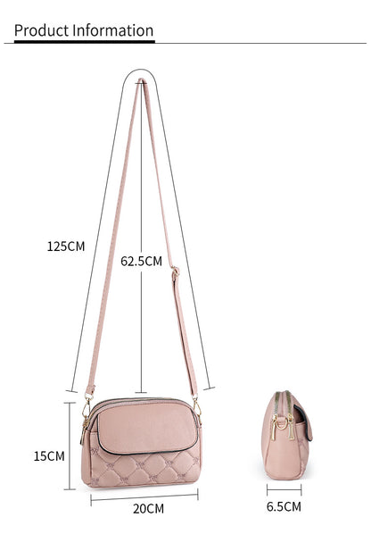 Red Chic Quilted Crossbody Bag - Multi-Compartment PU Leather Shoulder Purse V888-ELOSUNG36485