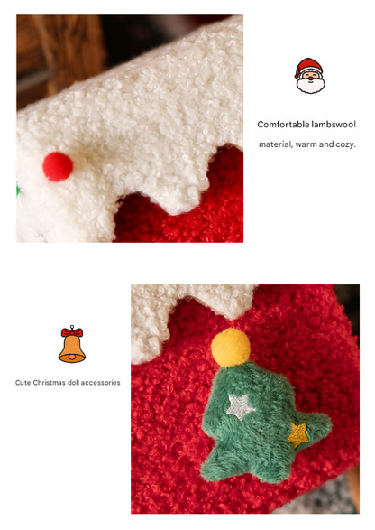 White and Green Luxe Plush Christmas Gift Box - Decorative Holiday Treat Box with Snowy Trim V888-ELOSUNG36488