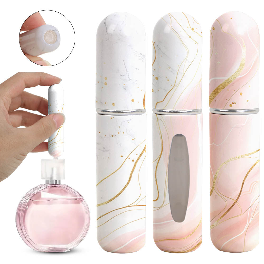 Light Pink Chic Marble Travel Perfume Atomizer Set (3-Pack) - 5ml Leakproof Bottom-Fill Spray Bottles V888-ELOSUNG36489