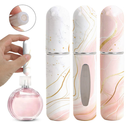Light Pink Chic Marble Travel Perfume Atomizer Set (3-Pack) - 5ml Leakproof Bottom-Fill Spray Bottles V888-ELOSUNG36489