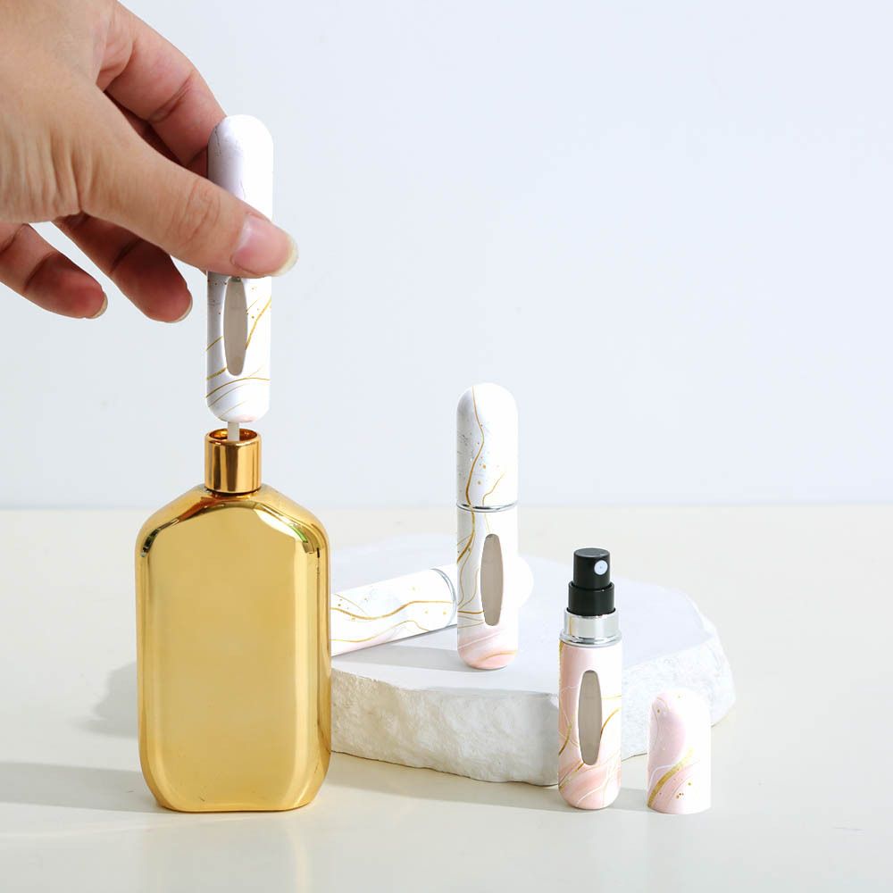 Champagne Chic Marble Travel Perfume Atomizer Set (3-Pack) - 5ml Leakproof Bottom-Fill Spray Bottles V888-ELOSUNG36492