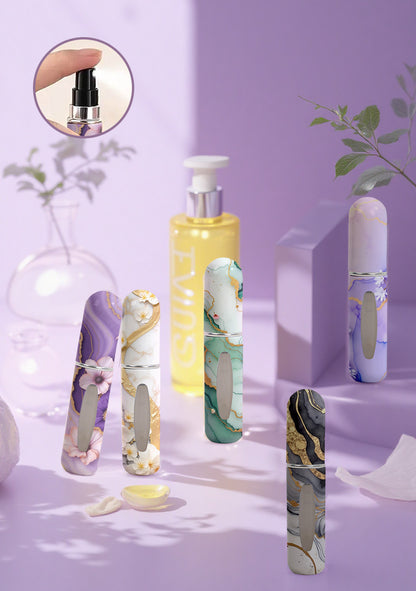 Light Green Chic Marble Travel Perfume Atomizer Set (3-Pack) - 5ml Leakproof Bottom-Fill Spray Bottles V888-ELOSUNG36493