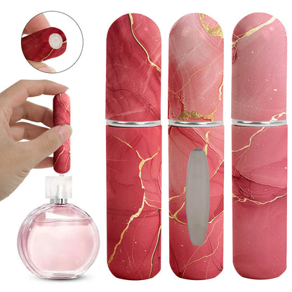 Red Chic Marble Travel Perfume Atomizer Set (3-Pack) - 5ml Leakproof Bottom-Fill Spray Bottles V888-ELOSUNG36494