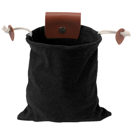Black Collapsible Canvas Foraging Pouch - Hands-Free Belt Bag for Hiking & Camping Activities V888-ELOSUNG36495