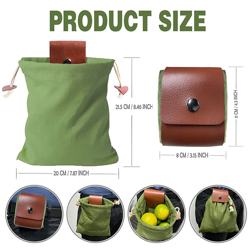 Coffee Collapsible Canvas Foraging Pouch - Hands-Free Belt Bag for Hiking & Camping Activities V888-ELOSUNG36497