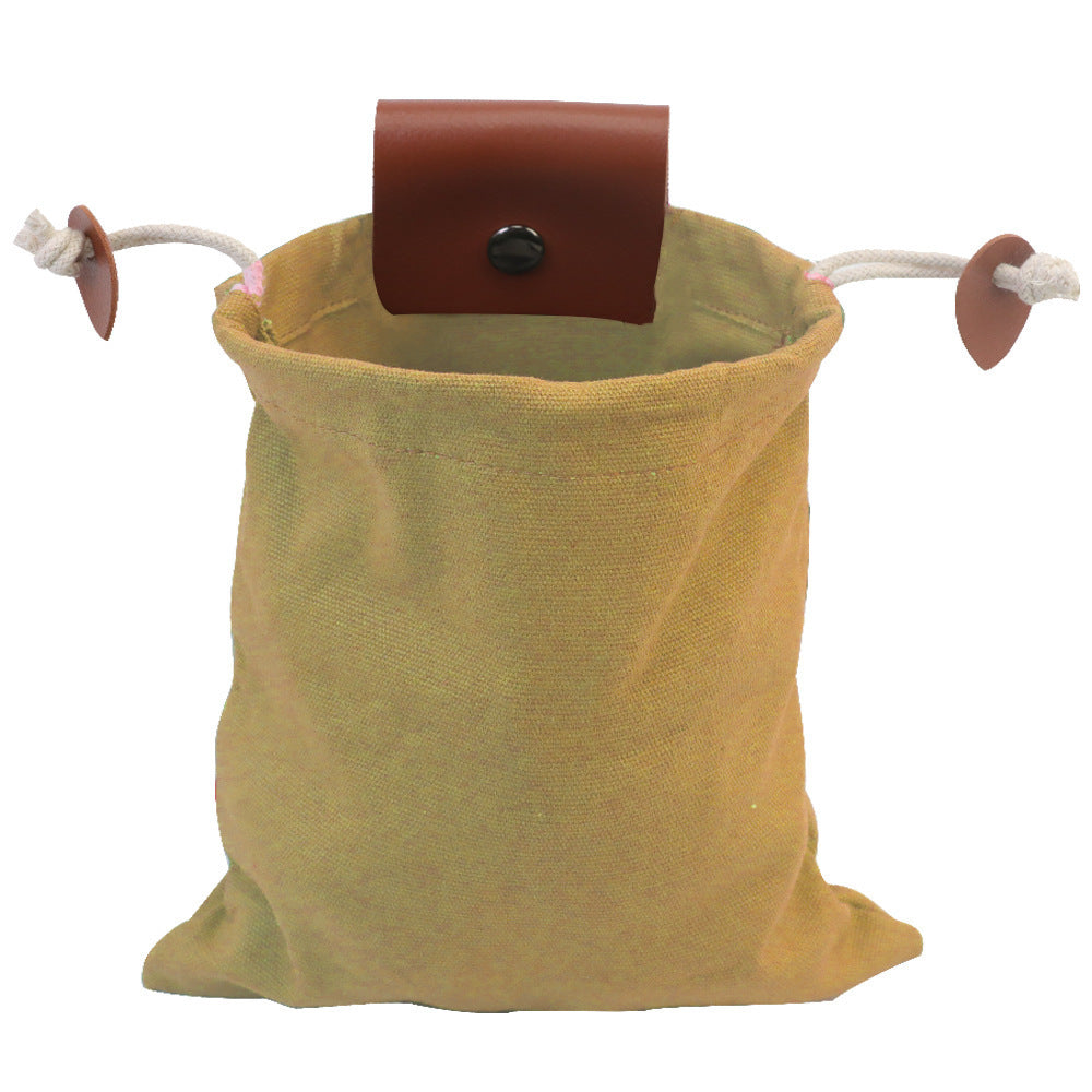 Khaki Collapsible Canvas Foraging Pouch - Hands-Free Belt Bag for Hiking & Camping Activities V888-ELOSUNG36498