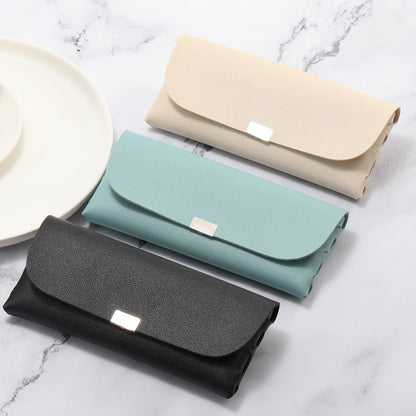 Beige Sleek PU Leather Eyeglass Pouch Set (3-Pack) - Slim Protective Case for Sunglasses V888-ELOSUNG36507