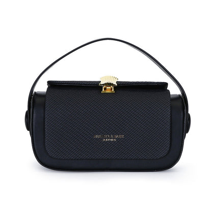 Black Elegant Top Handle Crossbody Bag - Structured PU Leather Box Purse for Women V888-ELOSUNG36515